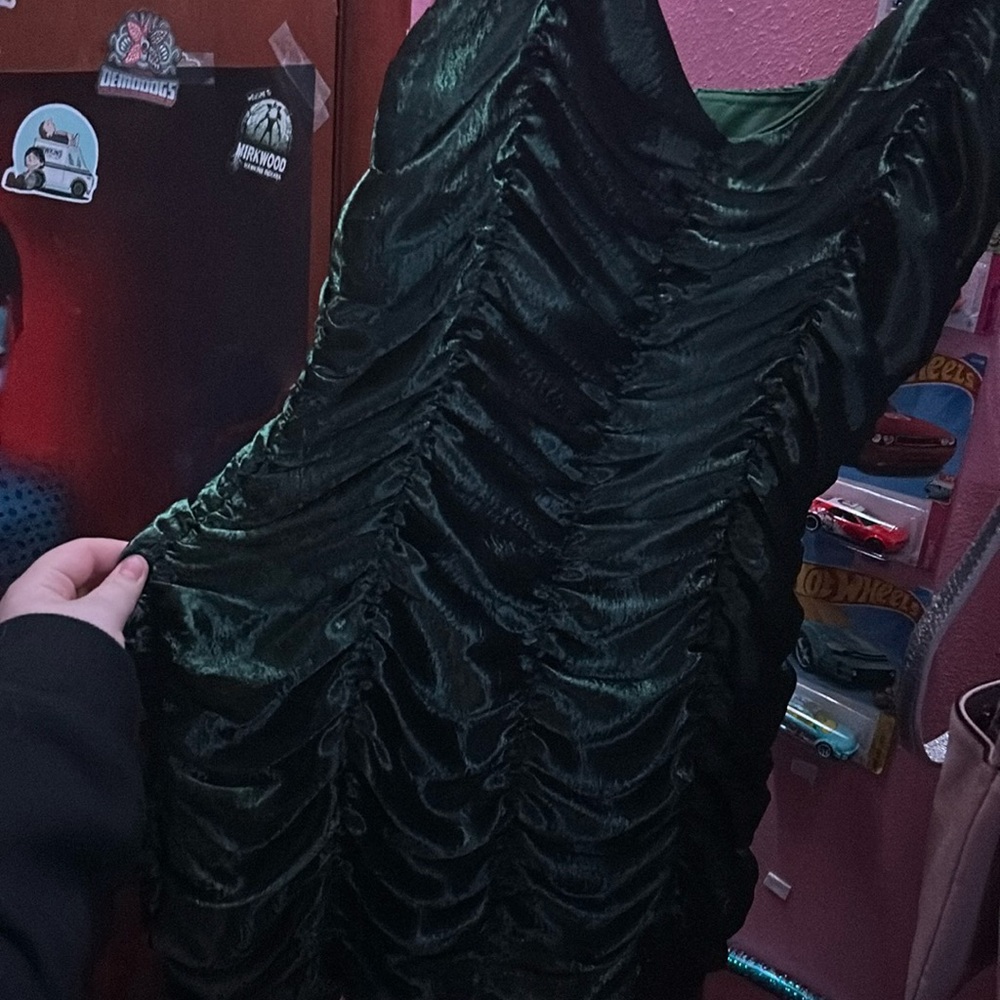New Green Runched Shein Dress